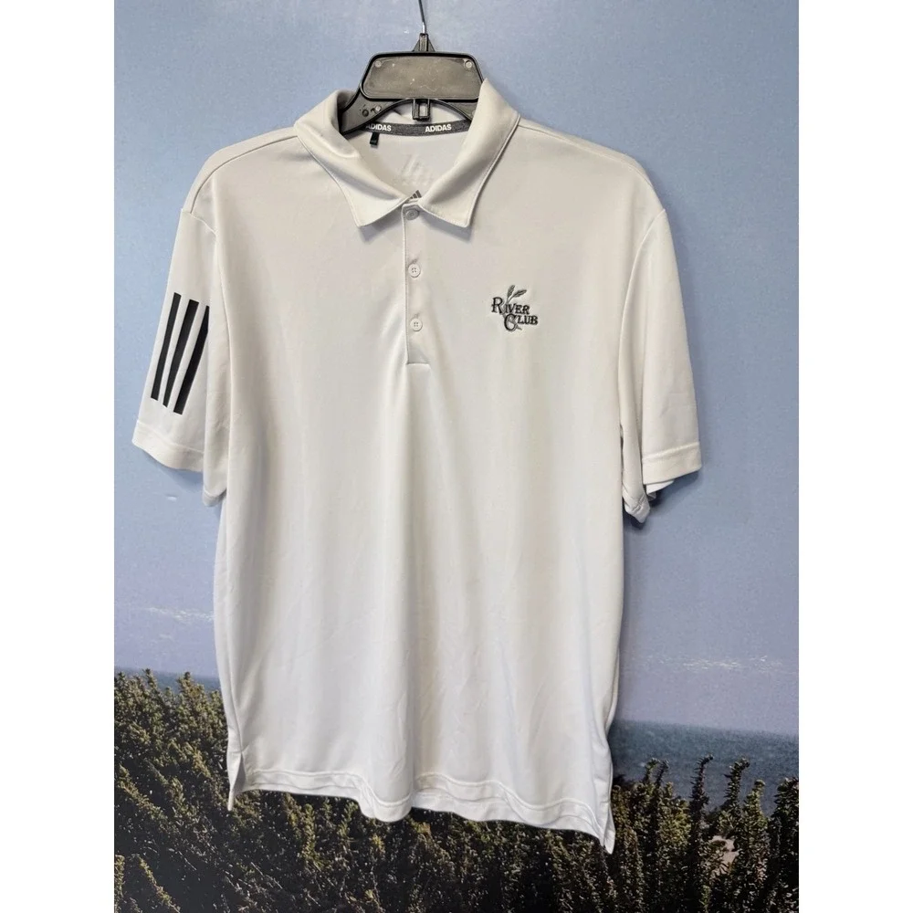 Adidas Clima Cool Men's 3 Stripe Sleeve Golf Polo River Club Pawleys Island SC